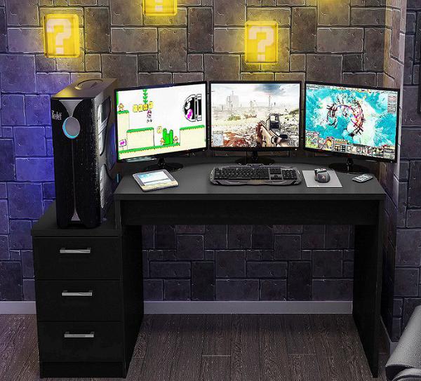Mesa para Notebook Computador Desk Game DRX 5000 - Preto - Móveis Leão