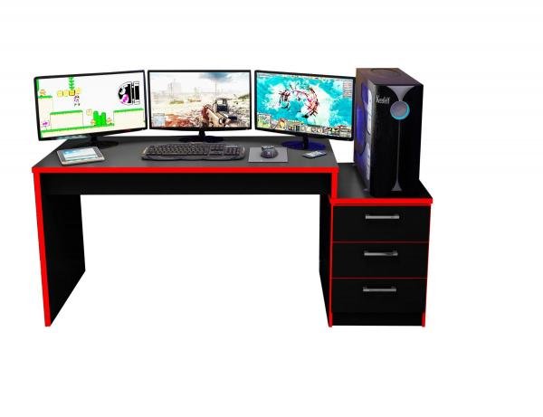 Mesa para Notebook Computador Desk Game DRX 5000 - Preto / Vermelho - Móveis Leão