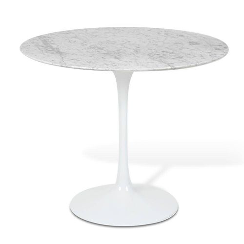 Mesa Saarinen Tulip Jantar Carrara Redonda Ø137cm - Base Branca