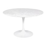 Mesa Saarinen Tulip Redonda Jantar Carrara 124cm Base Branca