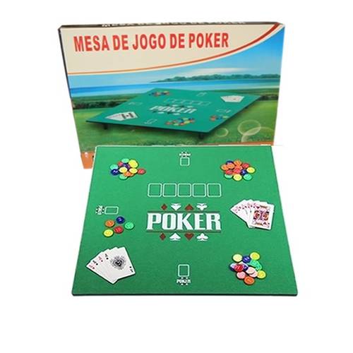 Mesa Tabuleiro de Jogo de Poker Cartas Completa com Fichas e Baralho em Madeira