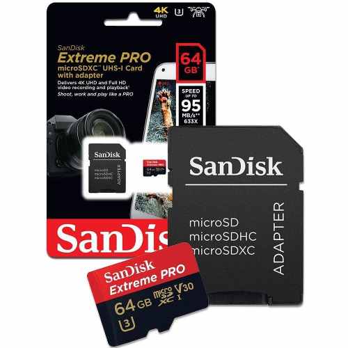 Micro Sd Extreme Pro 64gb 100mb/s Sandisk 4k U3 A1 +rápido