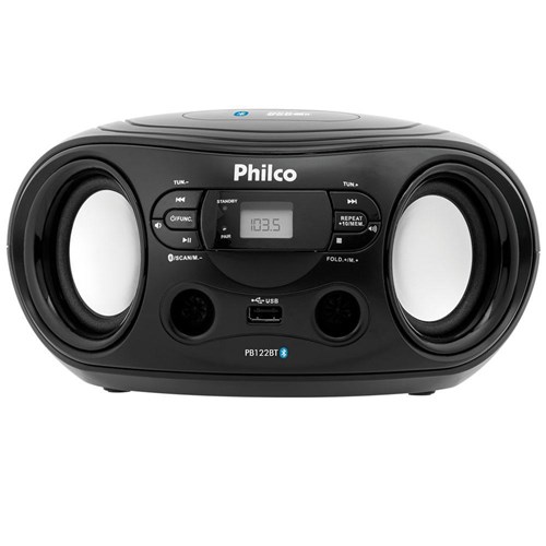 Micro System Philco Bombox Pb122bt, Bluetooth, Usb, Entrada Auxiliar - Preto