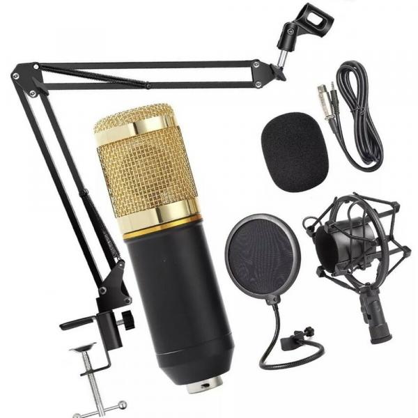 Microfone Condensador Estúdio Bm800 Pop Filter Aranha e Braço Articulado GT813 - Lorben