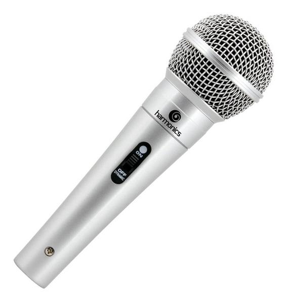 Microfone de Mão Dinâmico Harmonics MDC201 XLR Supercardióide Prata