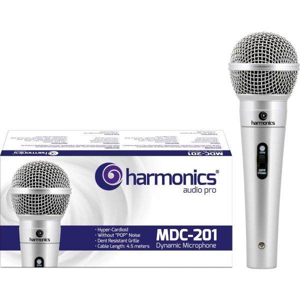 Microfone Dinâmico Supercardióide Cabo 4,5m MDC201 Prata Harmonics - Harmonics