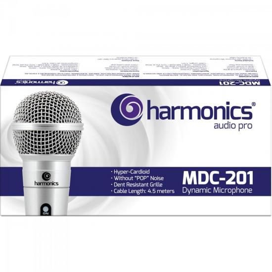 Microfone Dinamico Supercardioide Cabo 4,5M MDC201 Prata Harmonics