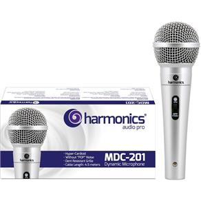 Microfone Dinâmico Supercardióide Cabo 4,5m MDC201 Prata Harmonics