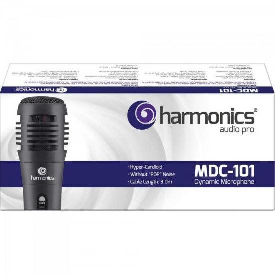 Microfone Dinamico Supercardioide Cabo 3M MDC101 Preto Harmonics