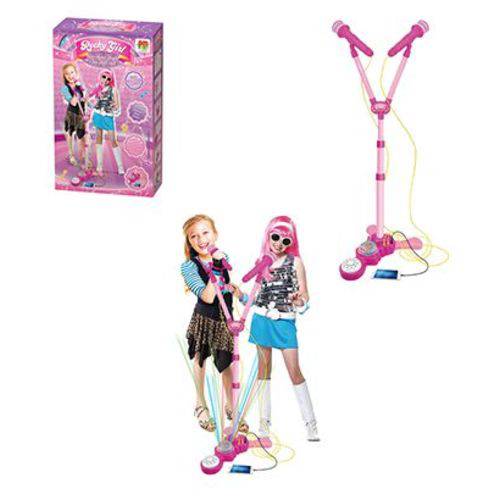 Microfone Duplo Infantil com Pedestal Rocky Girl