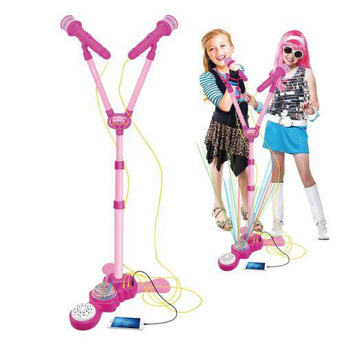 Tudo sobre 'Microfone Infantil Brinquedo Duplo Karaoke Rosa Meninas'