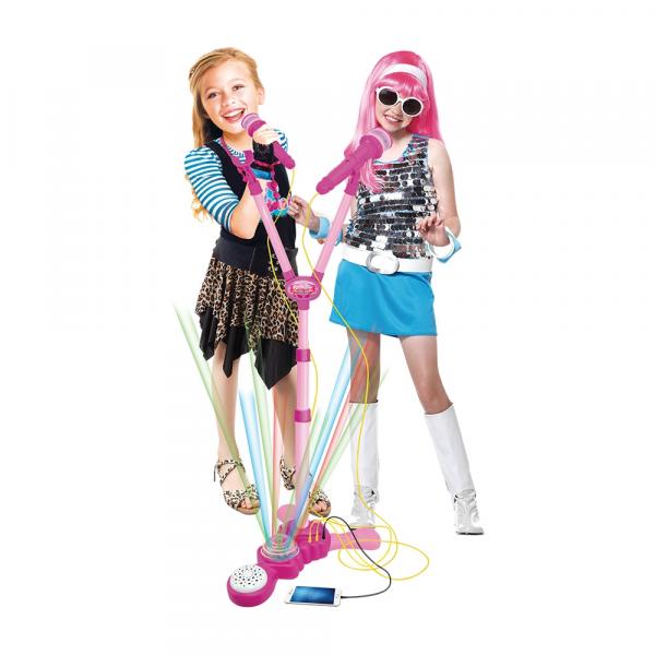 Tudo sobre 'Microfone Infantil Duplo Rosa Musical com Mp3 - Dm Toys'