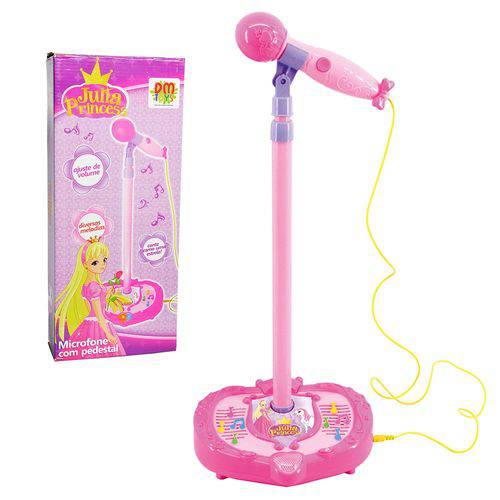 Microfone Infantil Musical Amplificador C/ Pedestal Karaoke Luz e Som