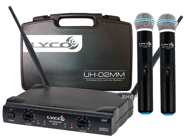 Microfone Lyco Sem Fio Duplo de Mão Uhf Uh02Mm Profissional