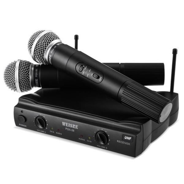 Microfone Profissional Duplo Sem Fio Weisre Pgx-51 Uhf
