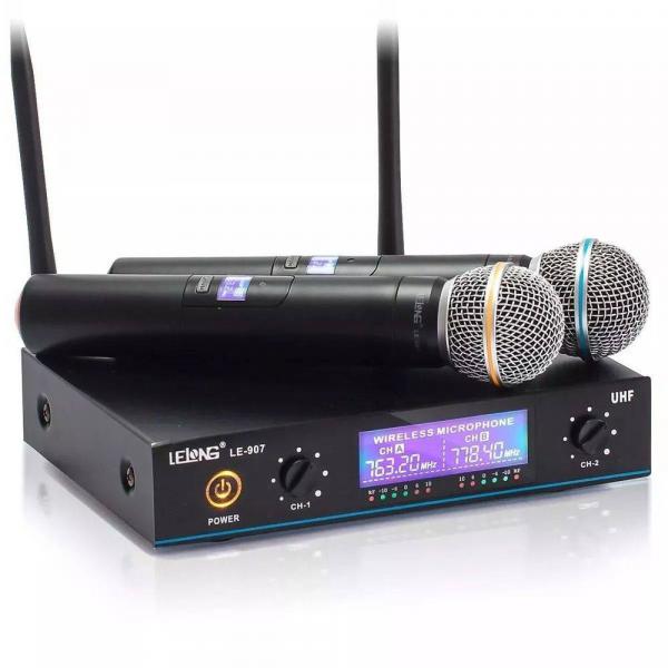 Tudo sobre 'Microfone Profissional Wireless Sem Fio 50m Duplo Lelong Digital'