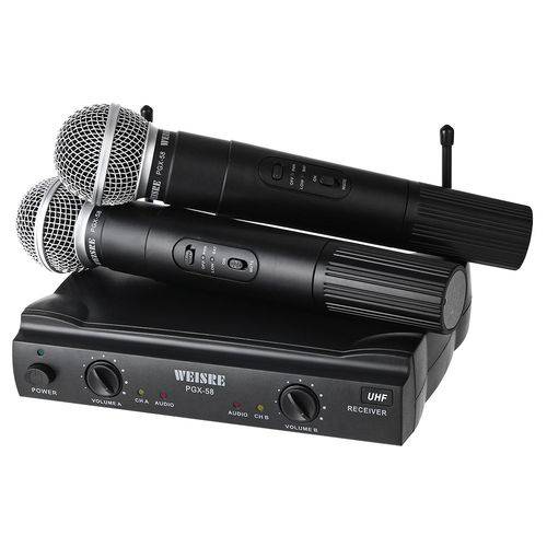 Microfone Sem Fio Profissional Duplo Weisre Pgx-58 Uhf