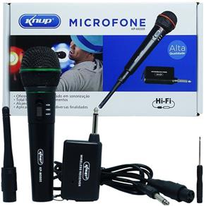 Microfone Sem Fio - Profissional Wireless P10 para Karaokê e Caixa de Som Knup KP-M0005