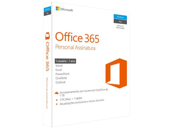 Tudo sobre 'Microsoft Office 365 Personal - 1TB de Armazenamento Válidos por 1 Ano'