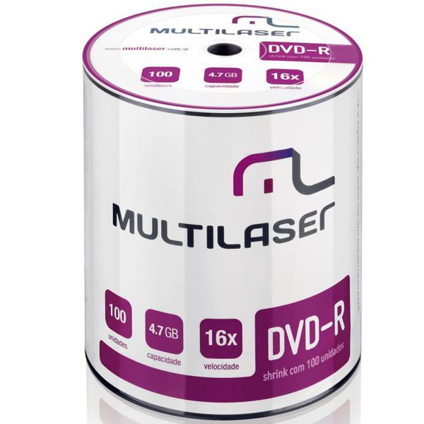 Mídia DVD-R 4.7Gb 16x Shrink com 100 Unidades DV037 - Multilaser - Multilaser