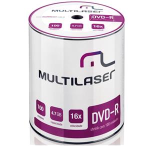 Mídia DVD-R 4.7Gb 16x Shrink com 100 Unidades DV037 - Multilaser