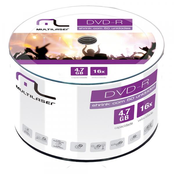 Mídia DVD-R 4.7GB Shrink com 50 Unidades DV060 - Multilaser - Multilaser