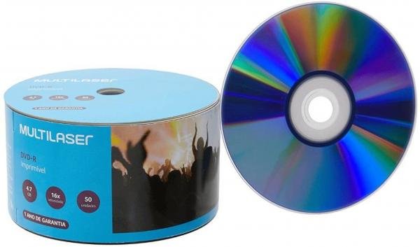 Mídia DVD-R Printable 16X 4.7 Gb 50 Unidades Multilaser DV052