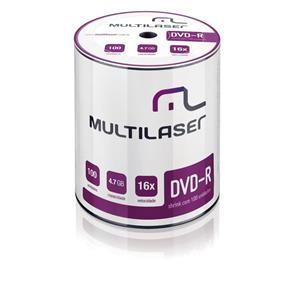 Midia DVD-R Velocidade 16X com 100 Unidades - Dv037 - Multilaser