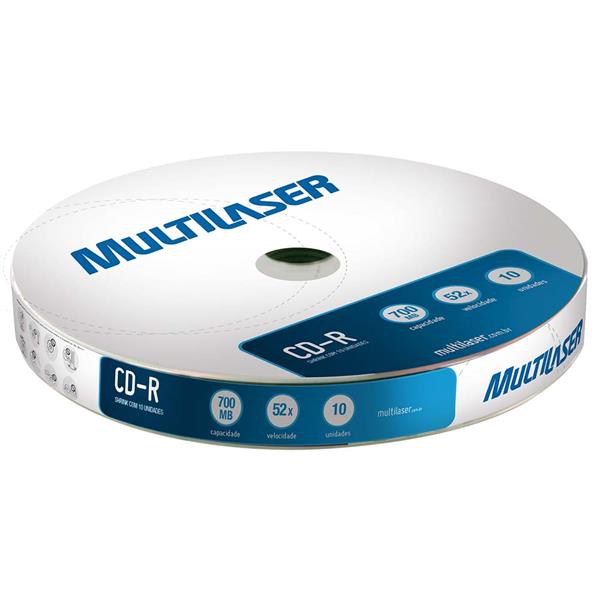 Mídia Multilaser CD-R Velocidade 52X - 10 Un. Shrink