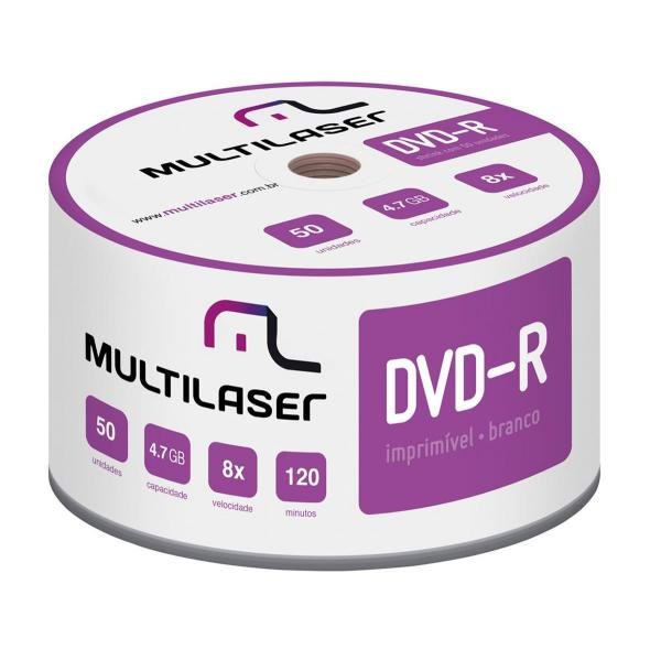 Midia Virgem Dvd-r Shrink Imprimível 120min 4.7gb 50 Peças Dv052 Multilaser