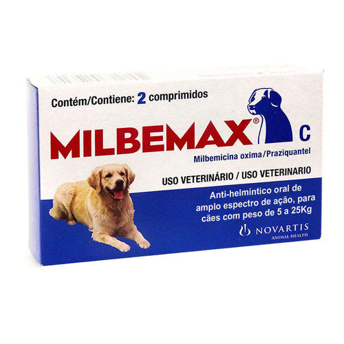 Milbemax C para Cães de 5 a 25kg Cx com 2 Comprimidos