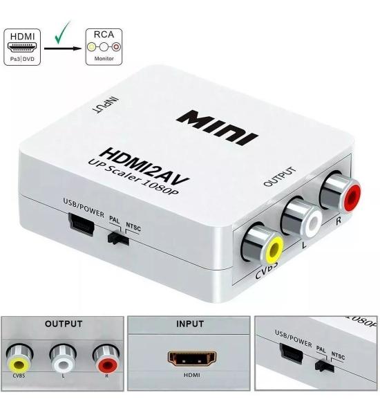 Mini Adaptador Conversor de Hdmi para Video Composto 3rca Av - Import