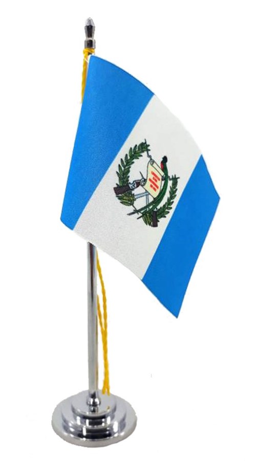 Mini Bandeira de Mesa da Guatemala 15 Cm Poliéster