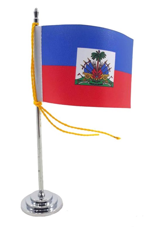 Mini Bandeira de Mesa da Haiti 15 Cm Poliéster
