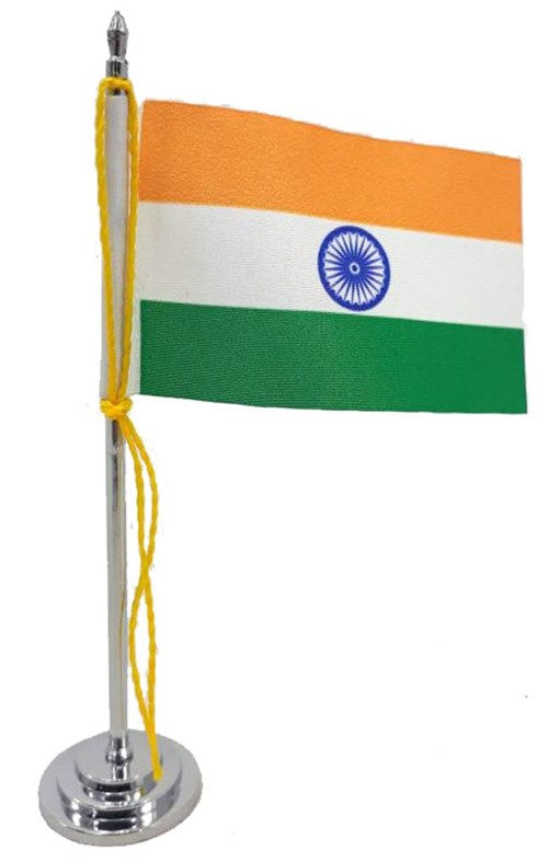 Mini Bandeira de Mesa da India 15 Cm Poliéster