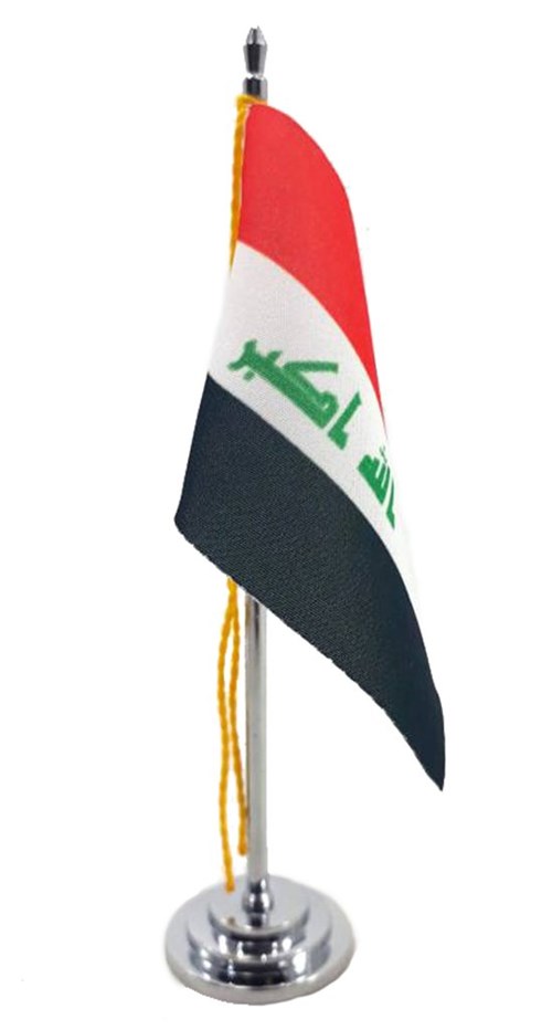 Mini Bandeira de Mesa da Iraque 15 Cm Poliéster
