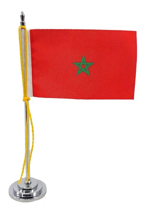 Mini Bandeira de Mesa da Marrocos 15 Cm Poliéster