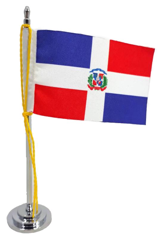 Mini Bandeira de Mesa da República Dominicana 15 Cm Poliéster