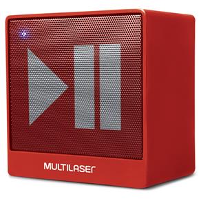 Mini Caixa de Som Multilaser 8W, Bluetooth, Entrada Auxiliar - Vermelha