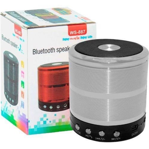 Mini Caixa de Som Portátil Speaker Ws-887 - Prata