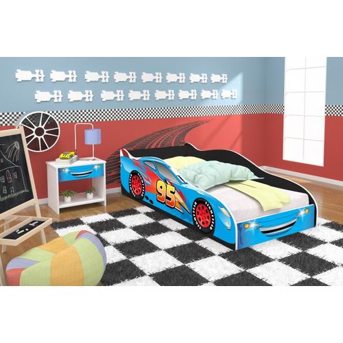 Tudo sobre 'Mini Cama Infantil Adesivada Drift 95 Mcquenn Azul/preto'