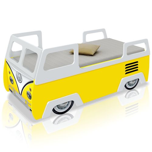 Mini Cama Infantil Carro Kombi Amarela Infantil