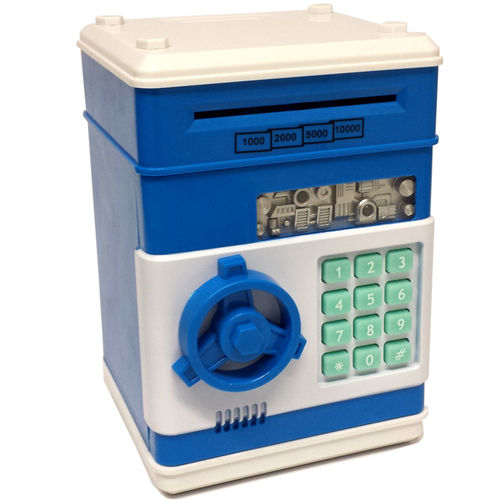 Mini Cofre Eletrônico Digital Senha 4 Dígitos Notas e Moedas Azul - Lorben GT170903-BL
