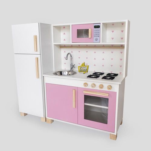 Tudo sobre 'Mini Cozinha Mdf Infantil Completa com Geladeira Rosa'