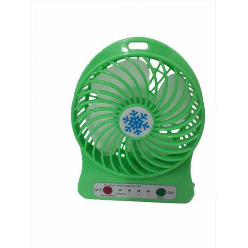 Mini Fan Portatil Recarregavel Verde com Lanterna