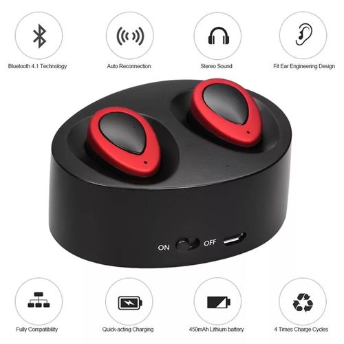 Mini Fones de Ouvidos Wireless Airpodes Bluetooth 4.1 Microfone Headset com Base Recarregável