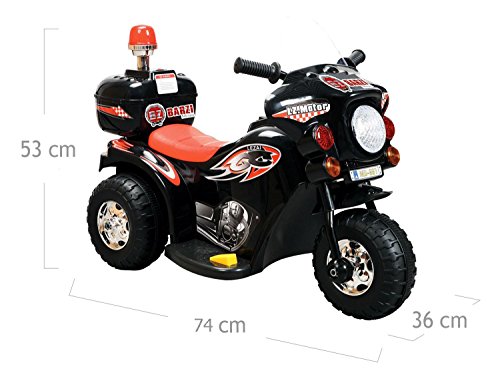 Mini Moto Elétrica Infantil Triciclo Elétrico BZ Cycle Preto com Músicas e Luzes BARZI MOTORS