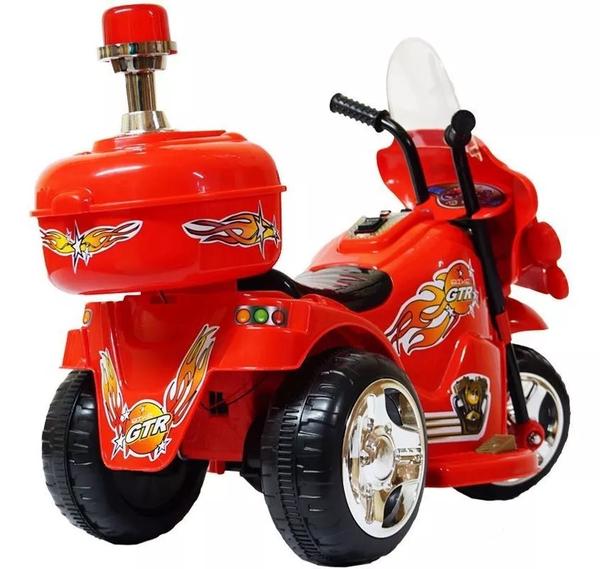 Mini Moto Eletrica Infantil Triciclo Policia Vermelha Bagageiro - Importway
