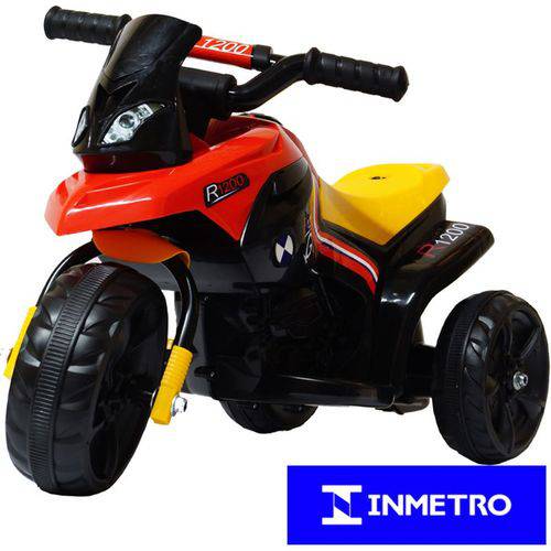 Mini Moto Elétrica Triciclo Criança Infantil Bateria 6V Preta GS R1200 Bivolt