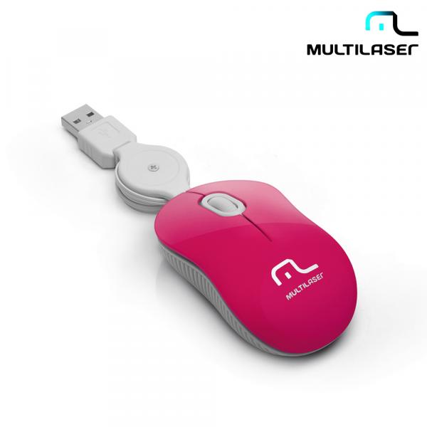 Mini Mouse Cabo Retrátil USB Super Mini Rosa MO185 - Multilaser